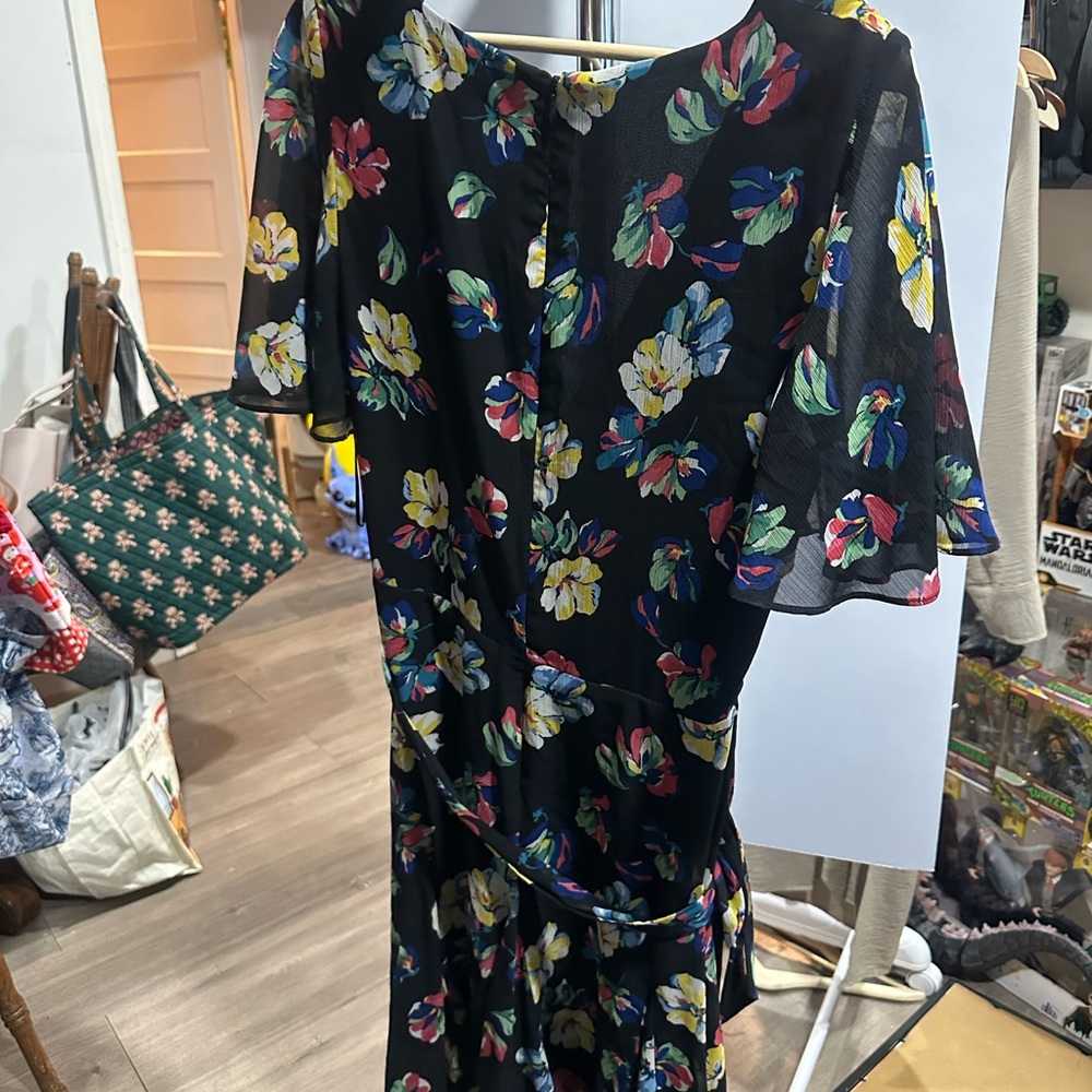 Ralph Lauren Black Floral Midi Dress - Picture 8 of 8